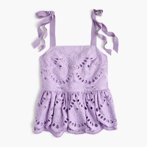 J.Crew Tie-Shoulder Eyelet Top
